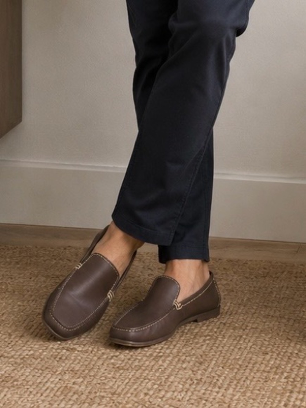ROCKPORT Men’s Brown Leather Moc Toe Venetian Slip-On Loafers Size 10 M